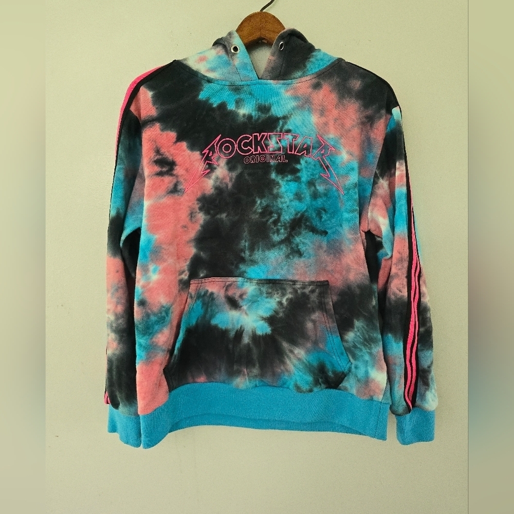 Rockstar Original Womens Tie Dye Hoodie Drawstring Long Sleeves Size Large